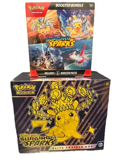 Pokemon TCG Lot Surging Sparks ETB + Booster Bundle Set Factory Sealed - Image 1