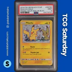 2016 POKEMON SM BSP TEAM UP SINGLE PACK BLISTER #SM162 PIKACHU HOLO PSA 9 - Image 1