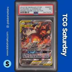 2016 POKEMON SM BSP FIGURE COLLECTION #SM201 RESHIRAM & CHARIZARD TAG TEAM PSA 7 - Image 1