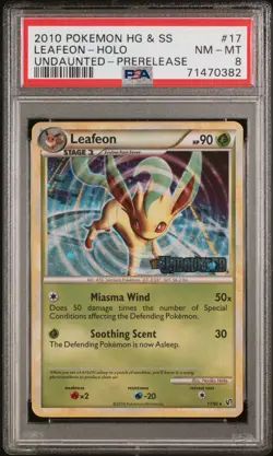 2010 POKEMON HEARTGOLD & SOULSILVER UNDAUNTED PRERELEASE #17 LEAFEON-HOLO PSA 8 - Image 2