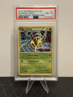 2010 POKEMON HEARTGOLD & SOULSILVER UNDAUNTED PRERELEASE #17 LEAFEON-HOLO PSA 8 - Image 4
