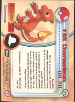 BR | Topps Pokemon 1999 TV Animation Series #1 | Charmeleon #05 Holo Black Logo - Image 2