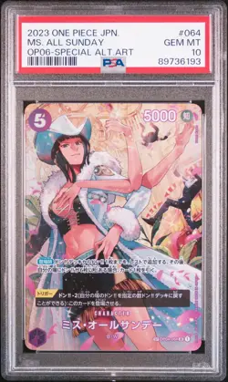 2024 ONE PIECE JP OP06-WINGS OF THE CAPTAIN SP ALT ART 064 MS. ALL SUNDAY PSA 10 - Image 1