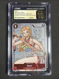 2022 ONE PIECE CCG NAMI 25TH PROMO OP01-016 CGC 10 PRISTINE - Image 1