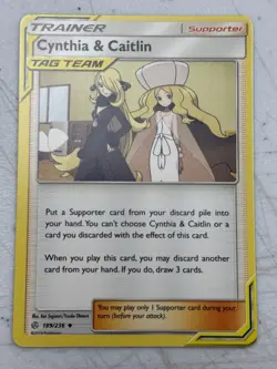 Cynthia & Caitlin Tag Team 189/236 Pokemon Card 2019 Cosmic Eclipse | NM - Image 1