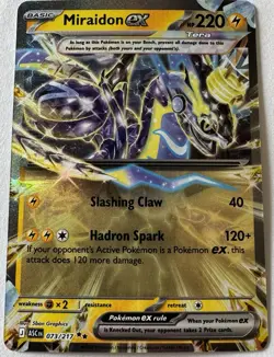 Pokemon Miraidon ex Basic 220 HP 120+ Power Tera EX Double Rare 073/217 Card - Image 1