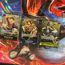 One Piece Card Game Lot - Monkey D. Luffy, Portgas D. Ace, Sabo (3 English Card… - Image 1