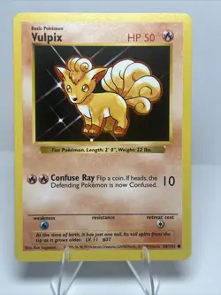 LP Vulpix Shadowless 68/102 Regular/Non-Holo Base Set AUTHENTIC Pokemon Card - Image 1