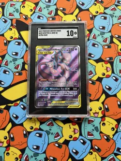 Mewtwo & Mew GX Full Art Holo Card 222/236 Sm-Unified Minds Sgc 10 - Image 1