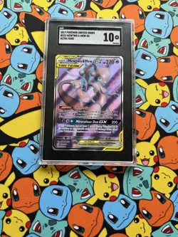 Mewtwo & Mew GX Full Art Holo Card 222/236 Sm-Unified Minds Sgc 10 - Image 2
