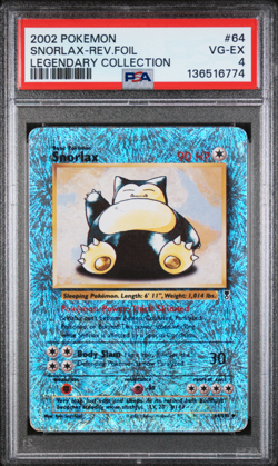 PSA 4 Snorlax 64/110 2002 Legendary Collection Reverse Holo Rare Pokemon Card - Image 1