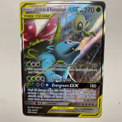 Pokemon TCG Card Celebi & Venusaur GX SM167 Promo Tag Team Holo NM #SM167 - Image 1