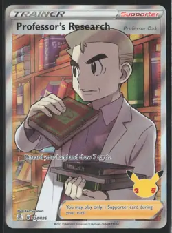 Pokemon Card - Professor's Research (Full Art) - 24/25 - Mint - Celebrations - Image 1