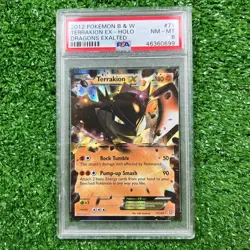 PSA 8 2012 B&W Dragons Exalted Terrakion EX 71/124 HOLO Pokemon Card - Image 1