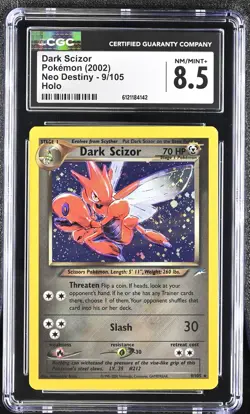 CGC 8.5 Dark Scizor 2002 Neo Destiny 9/105 Holo SWIRL Pokemon Card - Image 1