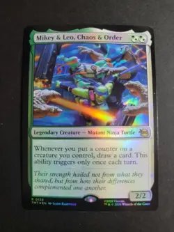 Mikey & Leo, Chaos & Order (Foil) Rare MTG Ninja Turtles - Image 1