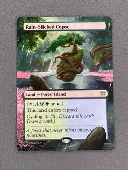 Rain-Slicked Copse MTG Lorwyn Eclipsed Commander Hand Painted Full Altered Art v - Image 1