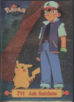 BR | Topps Pokemon 1999 TV Animation Series #1 | Ash Ketchum TV1 Holo Black Logo - Image 1
