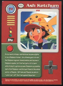BR | Topps Pokemon 1999 TV Animation Series #1 | Ash Ketchum TV1 Holo Black Logo - Image 2
