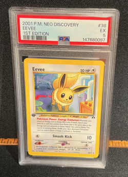 2001 Eevee 38/75 1st Edition PSA 5 Neo Discovery WOTC Vintage Pokemon - Image 1