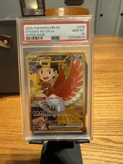2025 Pokemon Destined Rivals Ethan's Ho-Oh ex #239/182 PSA 10 - Image 1