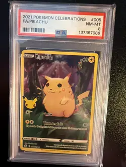 ⚡ 2021 Pokemon Celebrations Pikachu Full Art 005 PSA 8 - Image 1