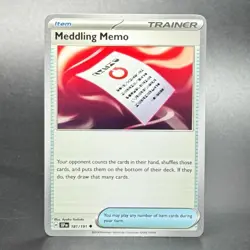 Pokemon Scarlet & Violet: Surging Sparks #181/191 Meddling Memo - Image 1