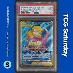 2019 POKEMON JP SM MIRACLE TWINS #095/094 SLOWPOKE & PSYDUCK GX TAG TEAM PSA 9 - Image 1