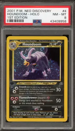 Pokemon Houndoom Neo Discovery 1st Edition Holo Rare #4 PSA 8 - Image 1