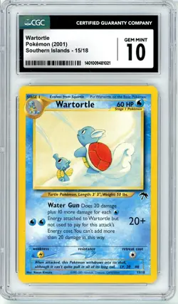 Pokemon Wartortle #15 Southern Islands CGC 10 Gem Mint - Image 1