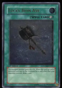 Lucky Iron Axe (UTR) FOTB-EN037 Ultimate Rare 1st Edition Yu-Gi-Oh - Image 1