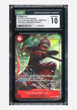 One Piece CGC 10 GEM MINT Trafalgar Law SR Alt Art 2025 PRB02-002 PRB02 Japanese - Image 1