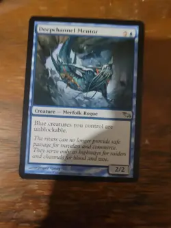 Deepchannel Mentor Shadowmoor MTG Magic The Gathering Card Vintage Merfolk Blue - Image 1