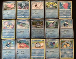 Pokemon Water-Type Bulk Lot – 15 Card – Poliwag Piplup Slowpoke Rev Holo Poke Lo - Image 1