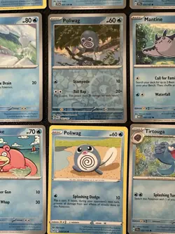 Pokemon Water-Type Bulk Lot – 15 Card – Poliwag Piplup Slowpoke Rev Holo Poke Lo - Image 2