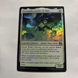 NM Foil Leonardo, Leader in Blue, MTG, TMNT, Magic the Gathering, 16 - Image 1