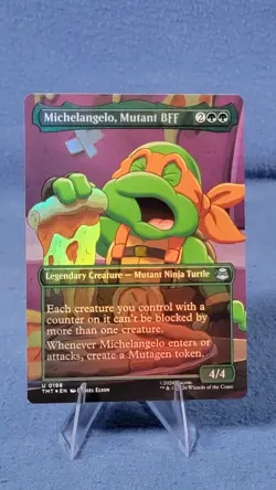 x1 Michelangelo, Mutant BFF - Foil - Borderless NMU MTG TMNT Ninja Turtles - Image 1