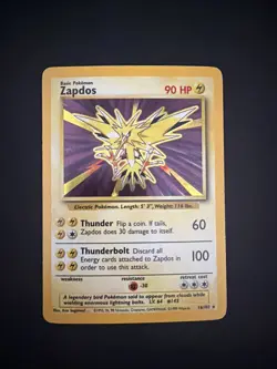 Pokemon TCG Zapdos Base Set Holo Unlimited Rare Card 16/102 WOTC - Image 1