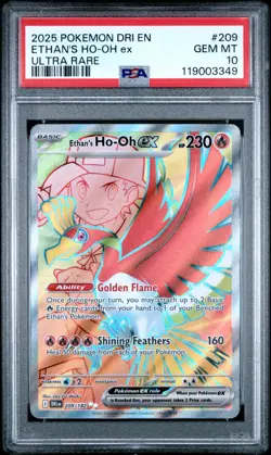 2025 POKEMON DRI EN-DESTINED RIVALS #209 ETHAN'S HO-OH ex ULTRA RARE PSA 10 - Image 1