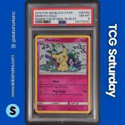 2016 POKEMON SM BSP TEAM UP SINGLE PACK BLISTER #SM163 MIMIKYU HOLO PSA 8 - Image 1