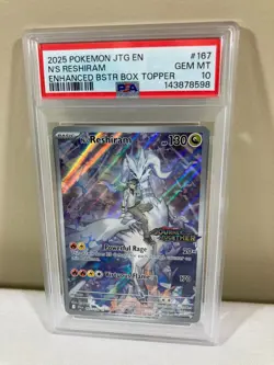 Pokemon N's Reshiram 167/159 Journey Together Stamped Box Topper PSA 10 - Image 1