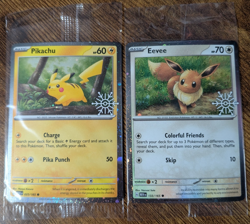 Pokemon TCG - *SWIRL* Pikachu 025/165 & Eevee 133/165 Snowflake Promo❄ - SEALED - Image 1