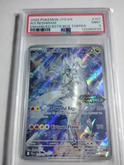 PSA 9 N's Reshiram 167/159 Journey Together Stamped Promo Box Topper Pokemon NM - Image 1