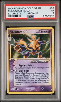 2006 POKEMON EX CRYSTAL GUARDIANS GOLD STAR #99 ALAKAZAM-HOLO PSA 1 - Image 1