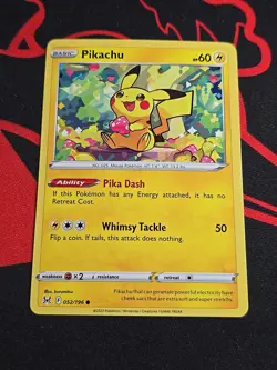 Pikachu 052/196 Lost Origin Pokemon Card NM - Image 1