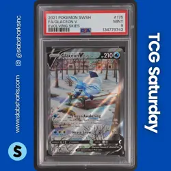 2021 POKEMON SWORD & SHIELD EVOLVING SKIES #175/203 GLACEON V ALT ART PSA 9 - Image 1