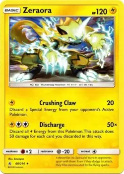 Pokemon - Zeraora - 60/214 - Rare - Sun & Moon Unbroken Bonds - NM - Image 1