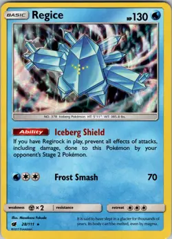 Regice 28/111 SM - Crimson Invasion Holo Pokemon TCG NM - Image 1