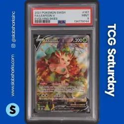 2021 POKEMON SWORD & SHIELD EVOLVING SKIES #167/203 LEAFEON V ALT ART PSA 9 - Image 1