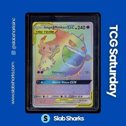 2019 POKEMON SUN & MOON TEAM UP GENGAR & MIMIKYU GX TAG TEAM RAINBOW RARE - Image 1